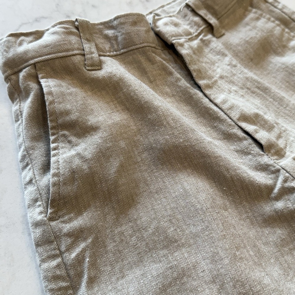 Kenneth Cole Reaction Linen Cotton Pants Beige Khaki Herringbone Boys 7